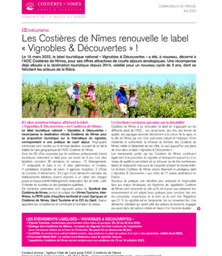 Renouvellement du label « Vignobles & Découvertes »